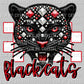 Blackcats Red White and Black Mascot Faux Rhinestone Effect Ready to Press Transfer DTF Transfer Sublimation Transfer