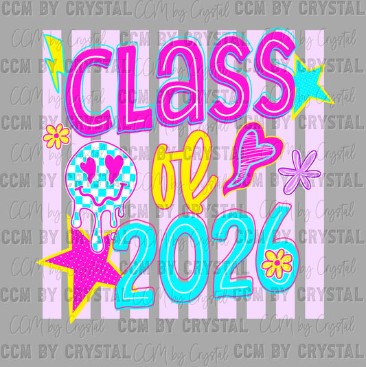 Class of 2026 Pink Ready to Press DTF Transfers Sublimation Transfers