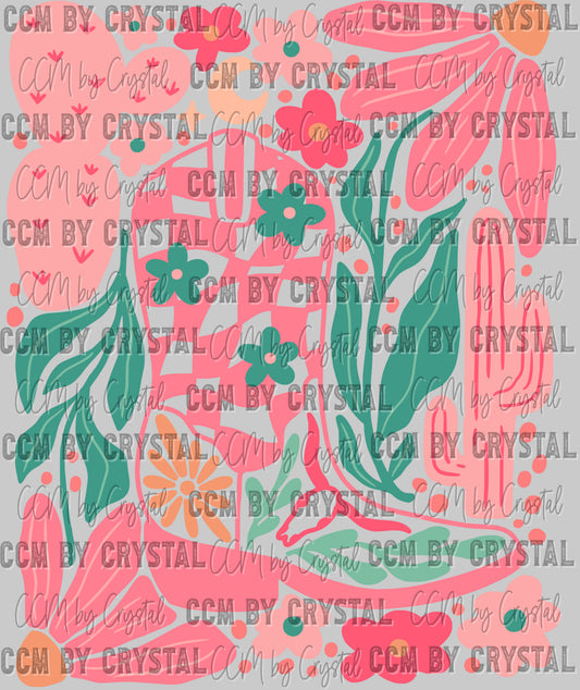 Boho Cowgirl Boot Clean Rodeo Western Ready to Press Transfer DTF Transfer Sublimation Transfer