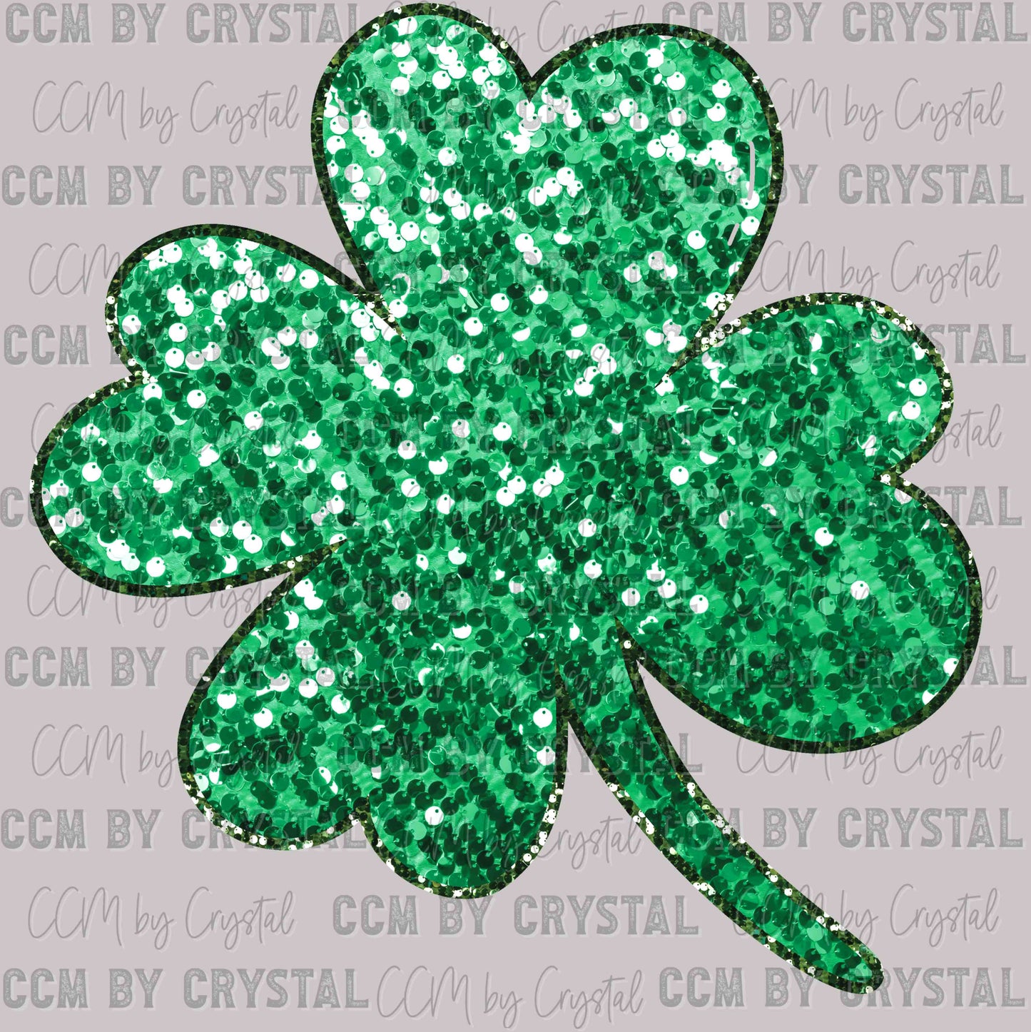 St. Patrick's Day Clover Faux Sequins Ready to Press Transfer