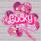 St. Patrick's Day Pink Lucky Clover Disco Ready to Press Transfer
