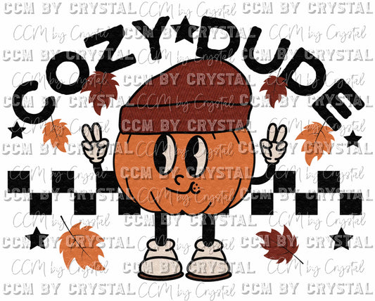 Cozy Dude Pumpkin Fall Thanksgiving Ready to Press Transfer