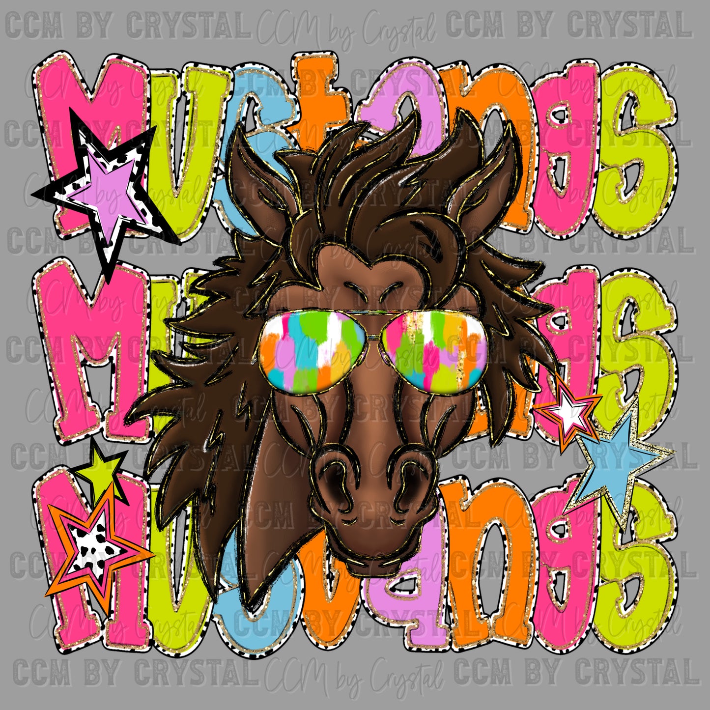 Colorful Mustangs Mascot Ready to Press Transfer DTF Transfer Sublimation Transfer