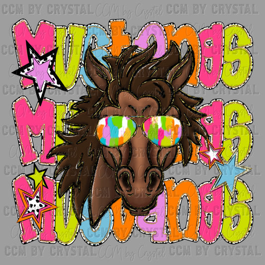 Colorful Mustangs Mascot Ready to Press Transfer DTF Transfer Sublimation Transfer