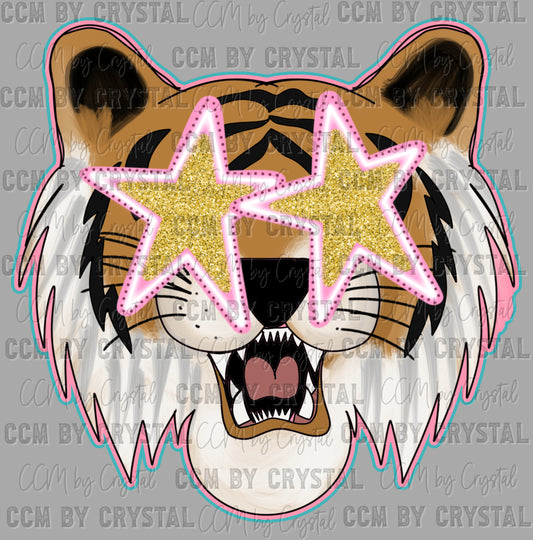 Pocket for Colorful Tigers Mascot Sports Ready to Press Transfer DTF Transfer Sublimation Transfer