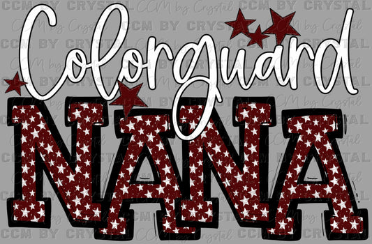 Color Guard Nana Stars Maroon Sports Mascot Ready to Press Transfer DTF Transfer Sublimation Transfer