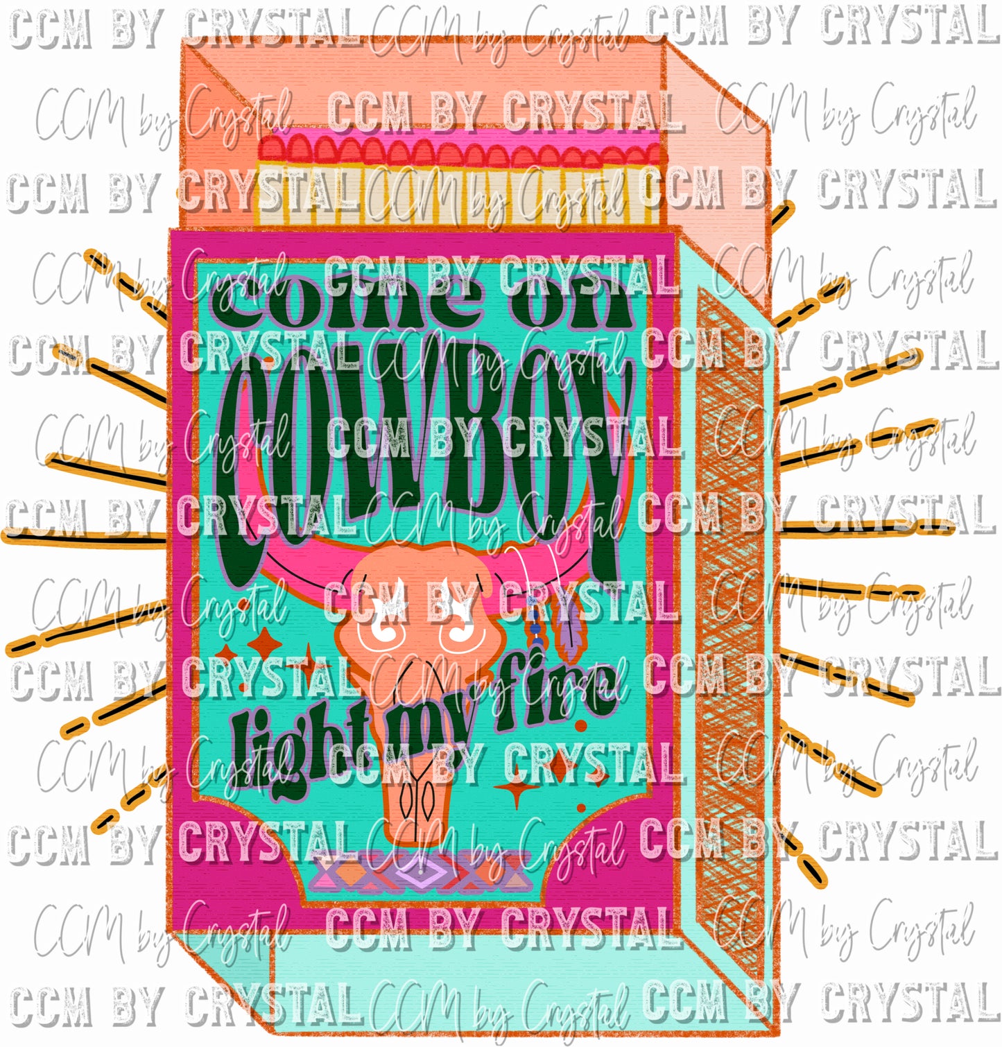 Cowboy Matchbox Western Ready To Press Transfer DTF Sublimation