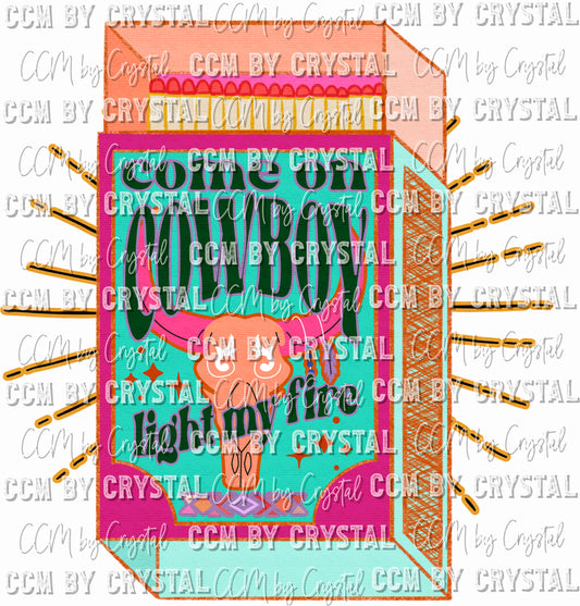 Cowboy Matchbox Western Ready To Press Transfer DTF Sublimation