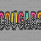Cougars Colorful Checkered Mascot Ready to Press Transfer DTF Transfer Sublimation Transfer