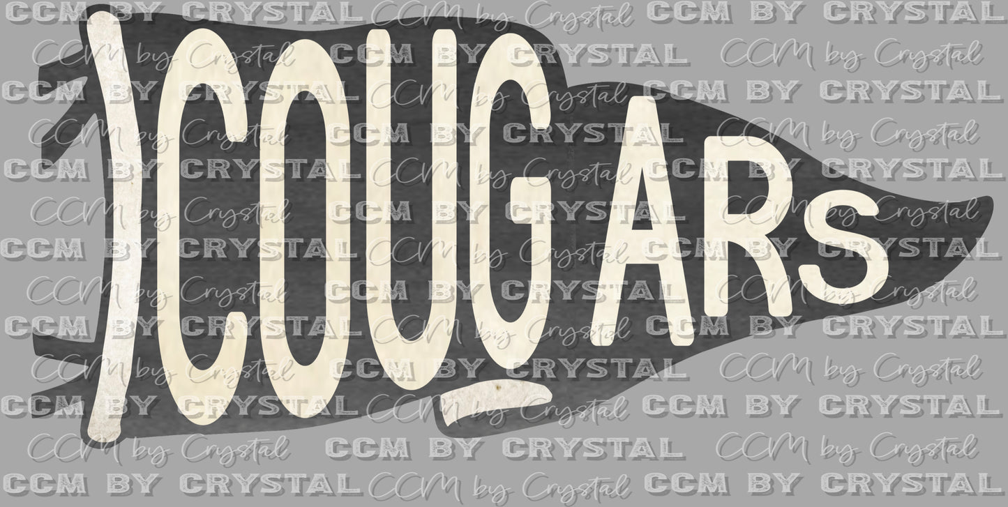Cougars Pennant Mascot Ready to Press Transfer DTF Transfer Sublimation Transfer