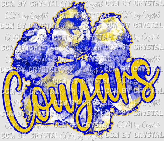 Cougars Blue and Yellow Mascot Ready to Press Transfer