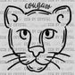 Cougars Mascot Doodle Ready to Press Transfer DTF Transfer Sublimation Transfer