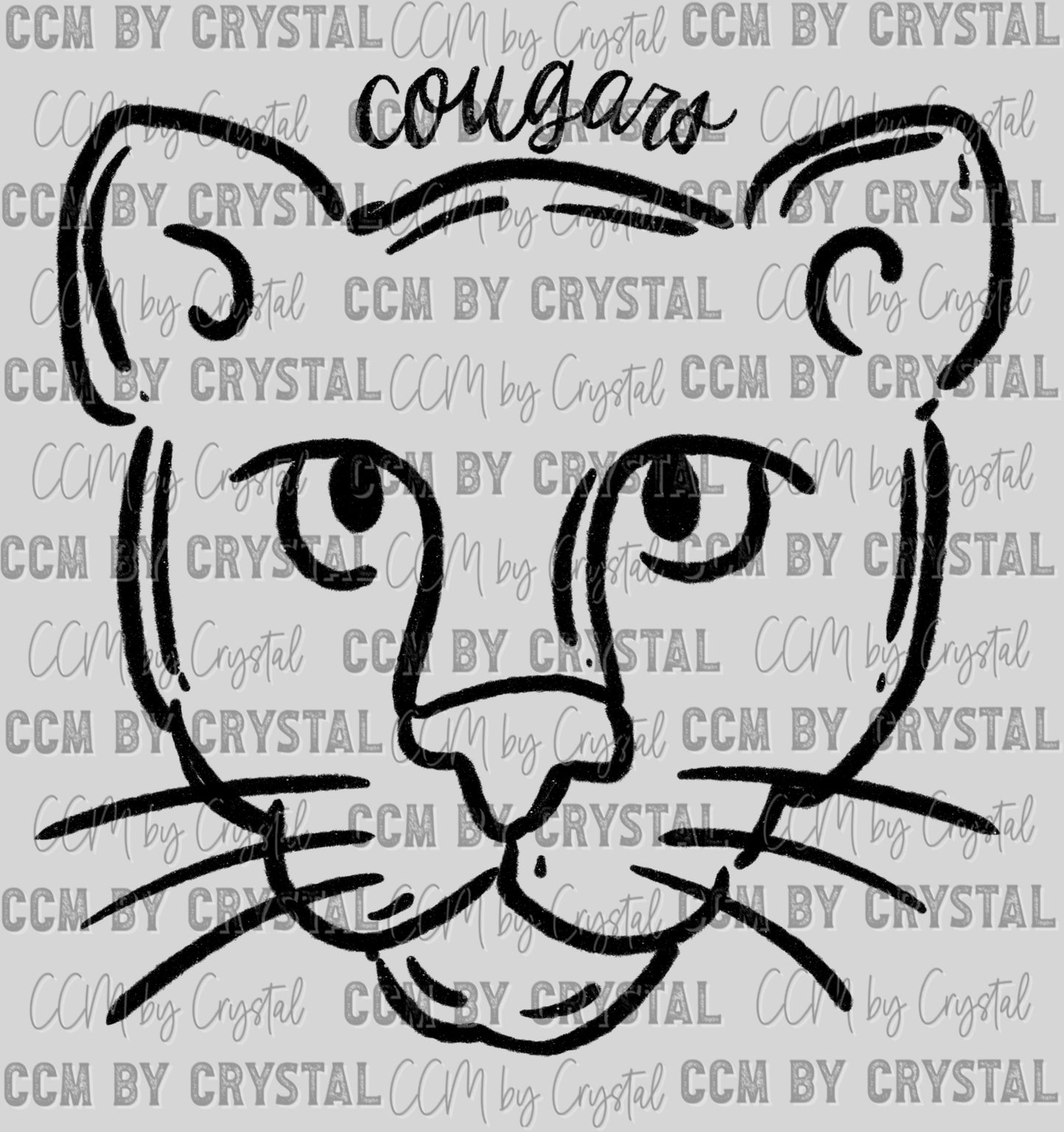 Cougars Mascot Doodle Ready to Press Transfer DTF Transfer Sublimation Transfer