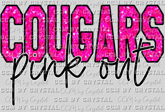 Cougars Mascot Pink Out Ready to Press Transfer