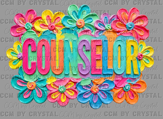 Counselor faux fake Texture Floral DTF Transfer Sublimation Transfer