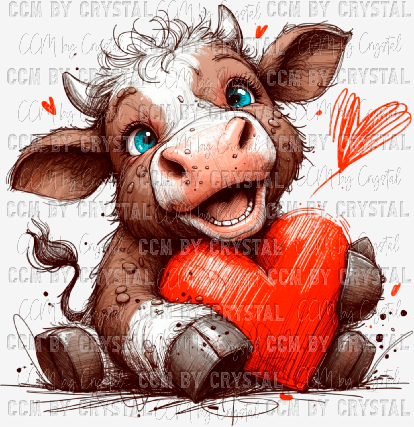 Valentine's Day Cow Ready to Press Transfer