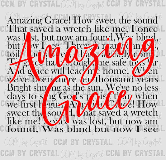 Amazing Grace Red Ready to Press Transfer