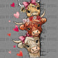 Valentines Day Stacked Cows Ready to Press Instant Peel DTF Transfers Sublimation Transfers