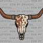Western Cow Longhorn Skull faux Glitter Ready to Press Instant Peel DTF Transfers Sublimation Transfers