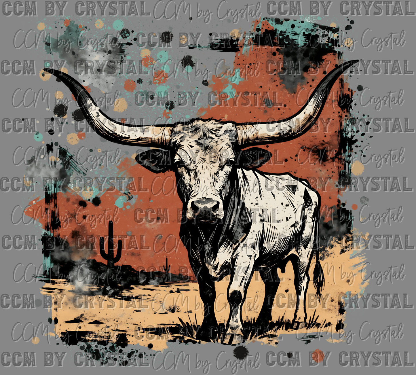 Western Longhorn Ready to Press Instant Peel DTF Transfers Sublimation Transfers