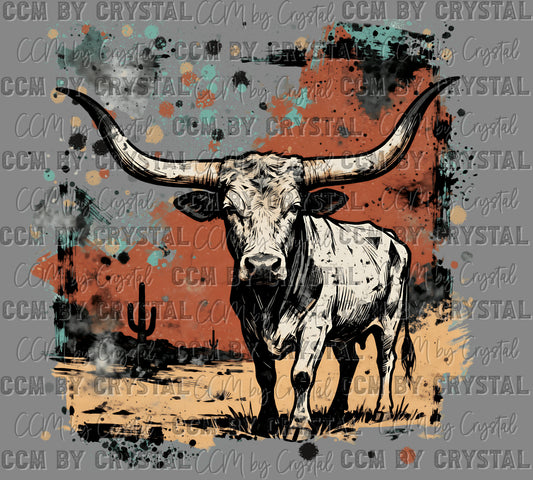 Western Longhorn Ready to Press Instant Peel DTF Transfers Sublimation Transfers