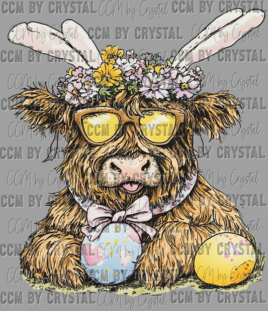 Highland Cow Easter Eggs Ready to Press Transfer DTF Transfer Sublimation Transfer