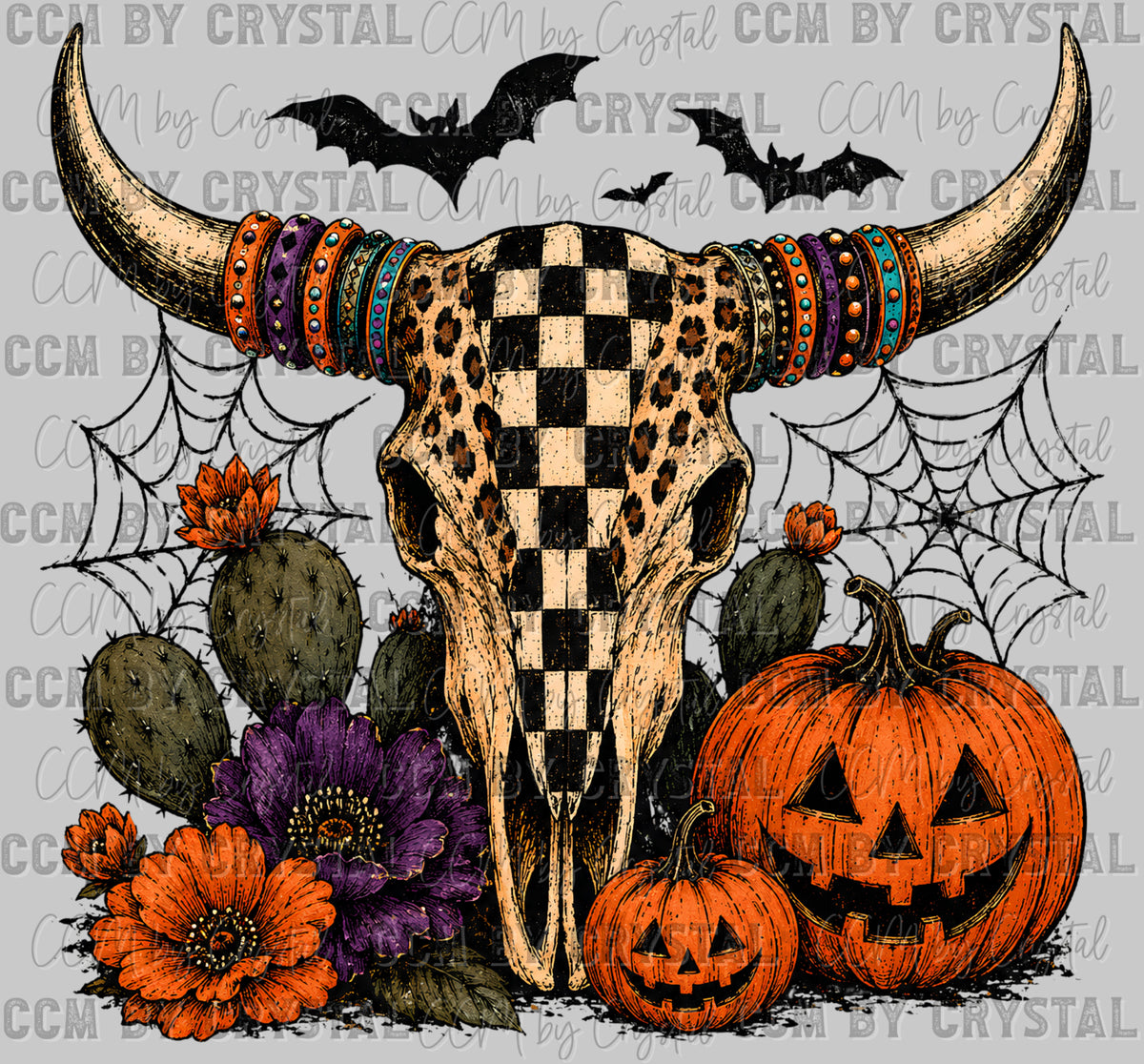 Western Halloween Cow Skull Ready to Press Transfer DTF Transfer Sublimation Transfer