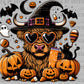 Highland Cow Halloween Black Bats Ready to Press Transfer DTF Transfer Sublimation Transfer