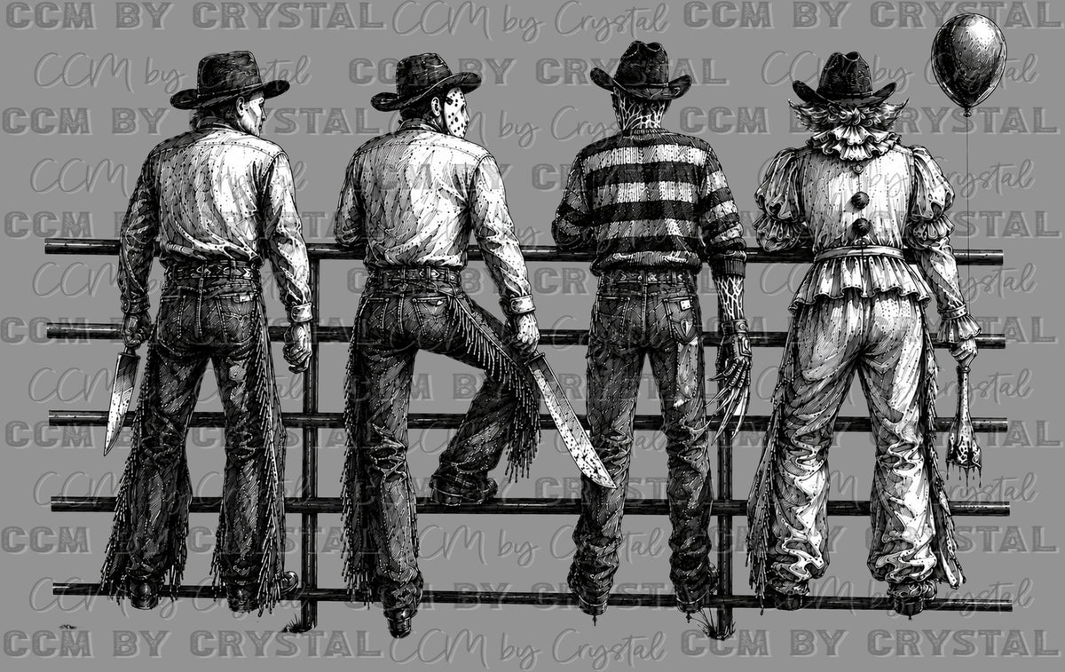 Western Horror Characters Halloween Ready to Press DTF Transfers