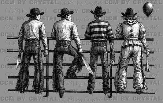 Western Horror Characters Halloween Ready to Press DTF Transfers