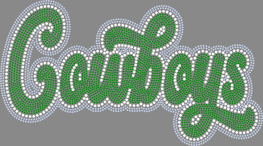 Cowboys 3 Color Approximately 11" wide Spangle Transfer