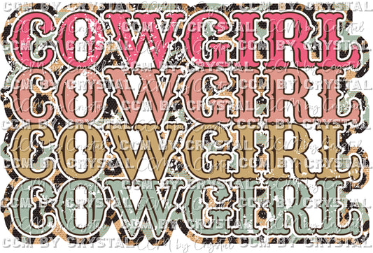 Cowgirl Stacked Western Ready to Press Transfer