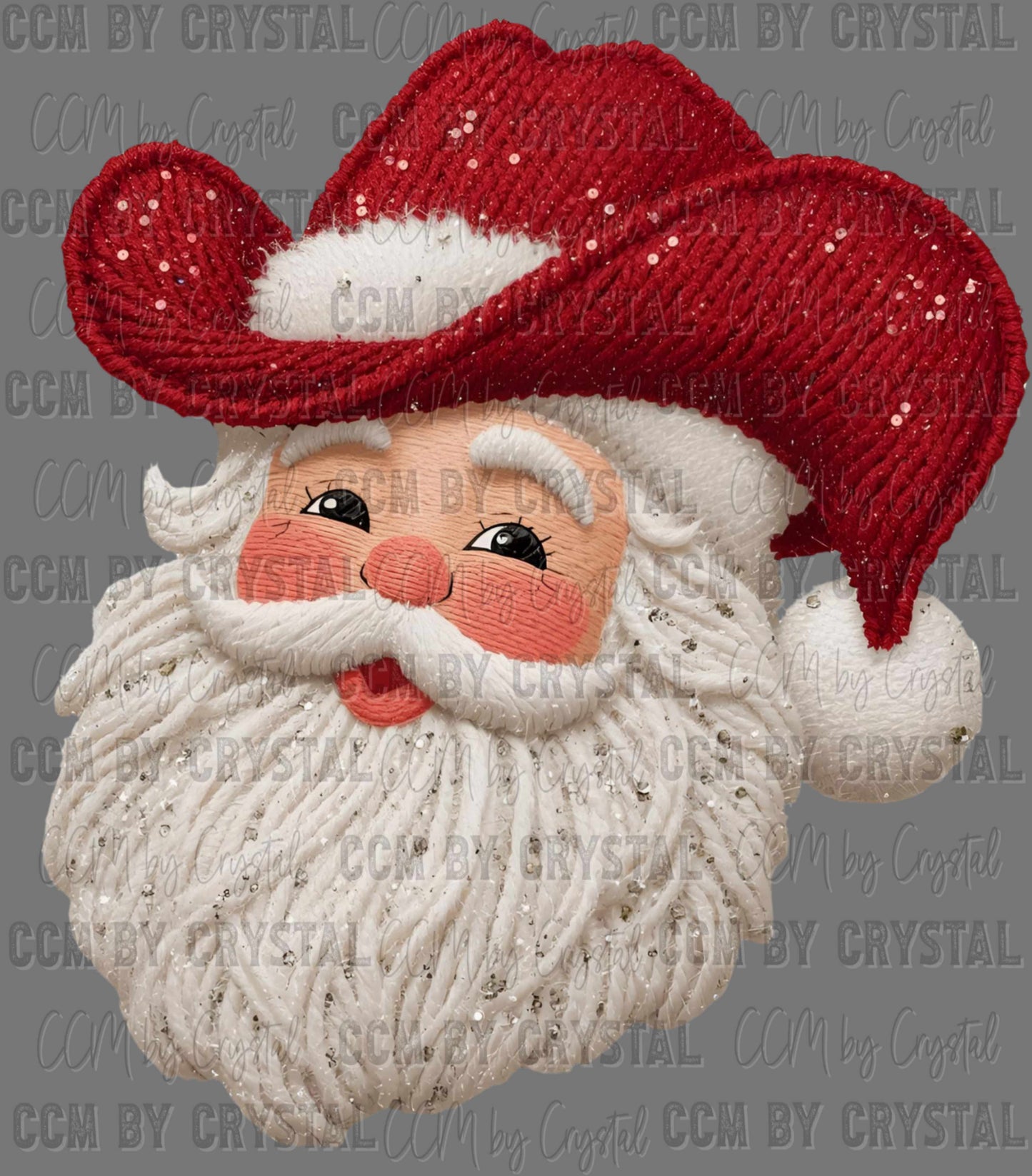 Cowboy Santa Christmas Fake Faux Yarn Ready to Press Transfer Instant Peel DTF Transfer