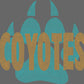 Coyotes Paw 2-Color Approximately 11" wide Spangle Transfer