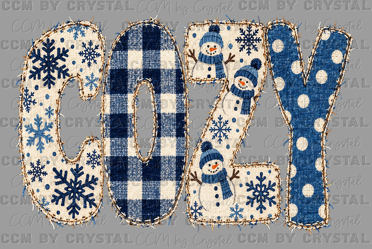 Cozy Blue White Christmas Ready to Press DTF Transfers