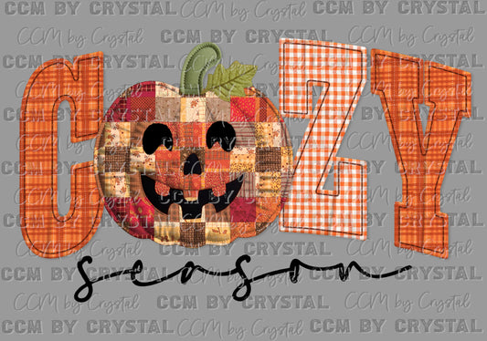 Cozy Season Patchwork Fall Thanksgiving Ready to Press Transfer DTF Transfer Sublimation Transfer