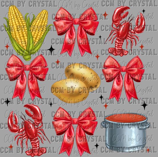 Crawfish Boil Coquette Ready to Press Transfer DTF Transfer Sublimation Transfer