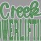 Creek Powerlifting Approximately 13" wide Spangle Transfer