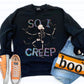 Skeleton So I Creep Halloween Faux Rhinestones Ready to Press Transfer DTF Transfer Sublimation Transfer
