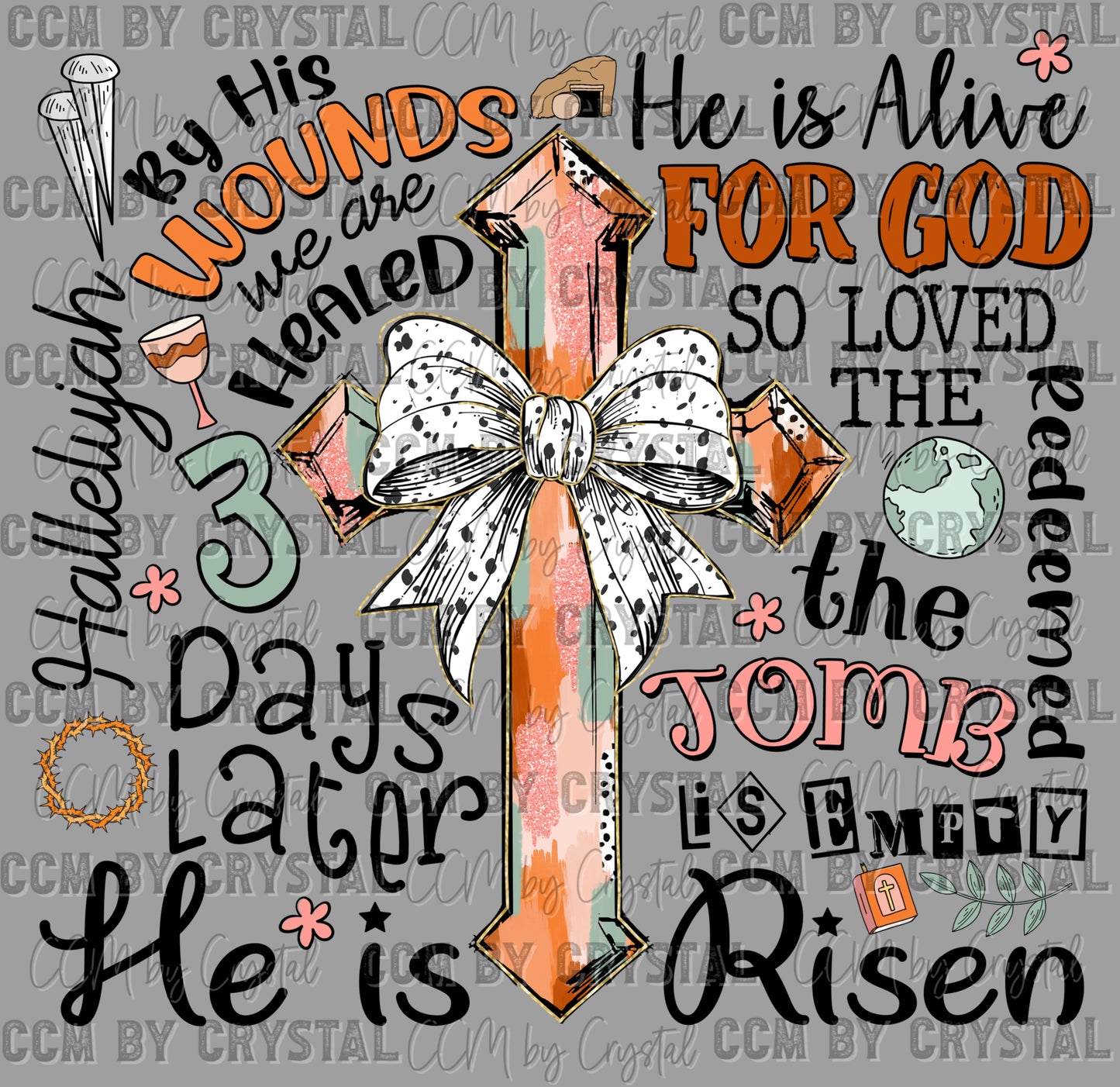 He is Risen Cross Christian Ready to Press Transfer DTF Transfer Sublimation Transfer