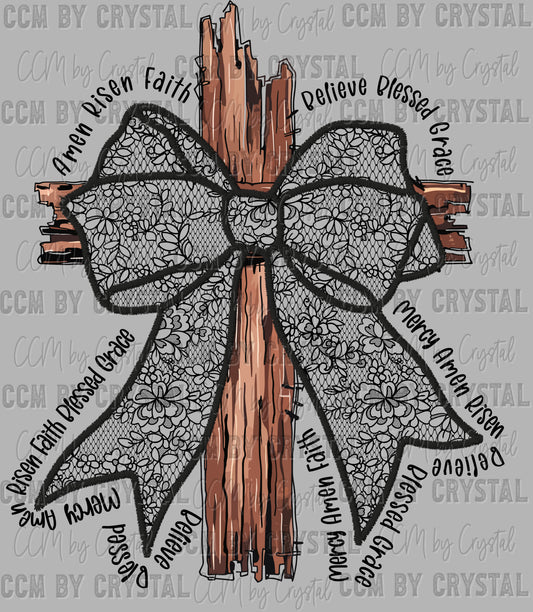 Lace Faith Bow Ready to Press Transfer DTF Transfer Sublimation Transfer