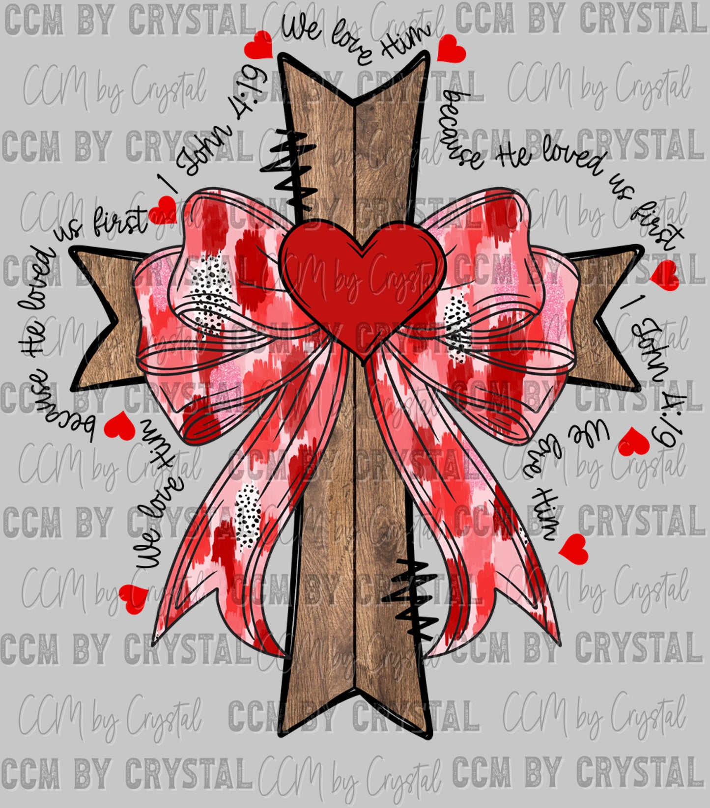 Valentines Day Cross Christian Ready to Press Transfer DTF Transfer Sublimation Transfer