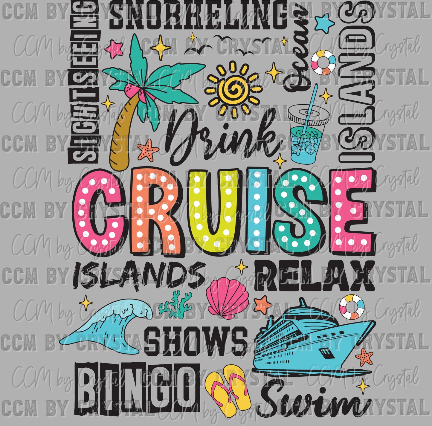 Cruise Summer Ready to Press Transfer DTF Transfer Sublimation Transfer
