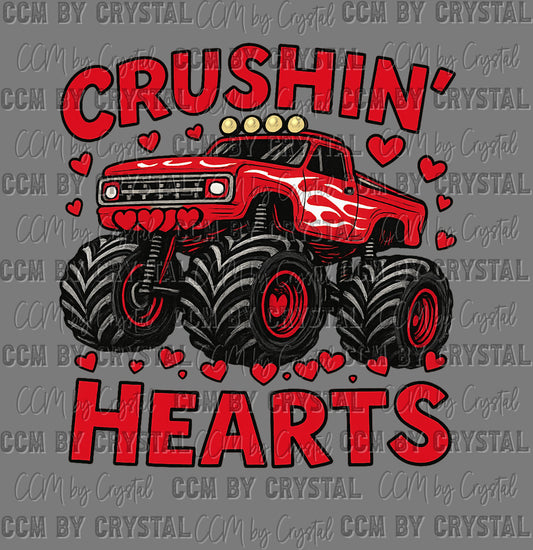 Crushing Hearts Valentines Day Monster Truck Ready to Press DTF Transfers Sublimation Transfers