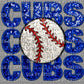 Cubs Faux Sequins Faux Embroidery Baseball PNG Digital File ONLY