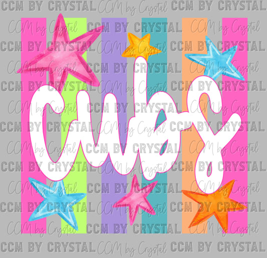 Cubs Colorful Mascot Ready to Press DTF Transfers Sublimation Transfers