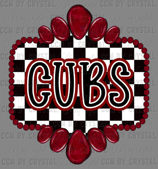 Cubs Maroon Concho Ready to Press Transfer DTF Transfer Sublimation Transfer