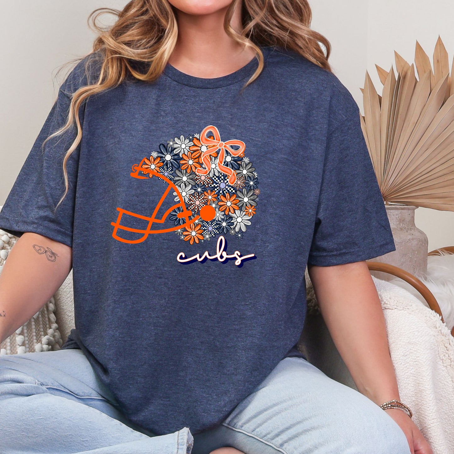 Floral Football Helmet Cubs T-shirt