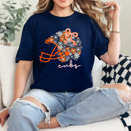 Floral Football Helmet Cubs T-shirt