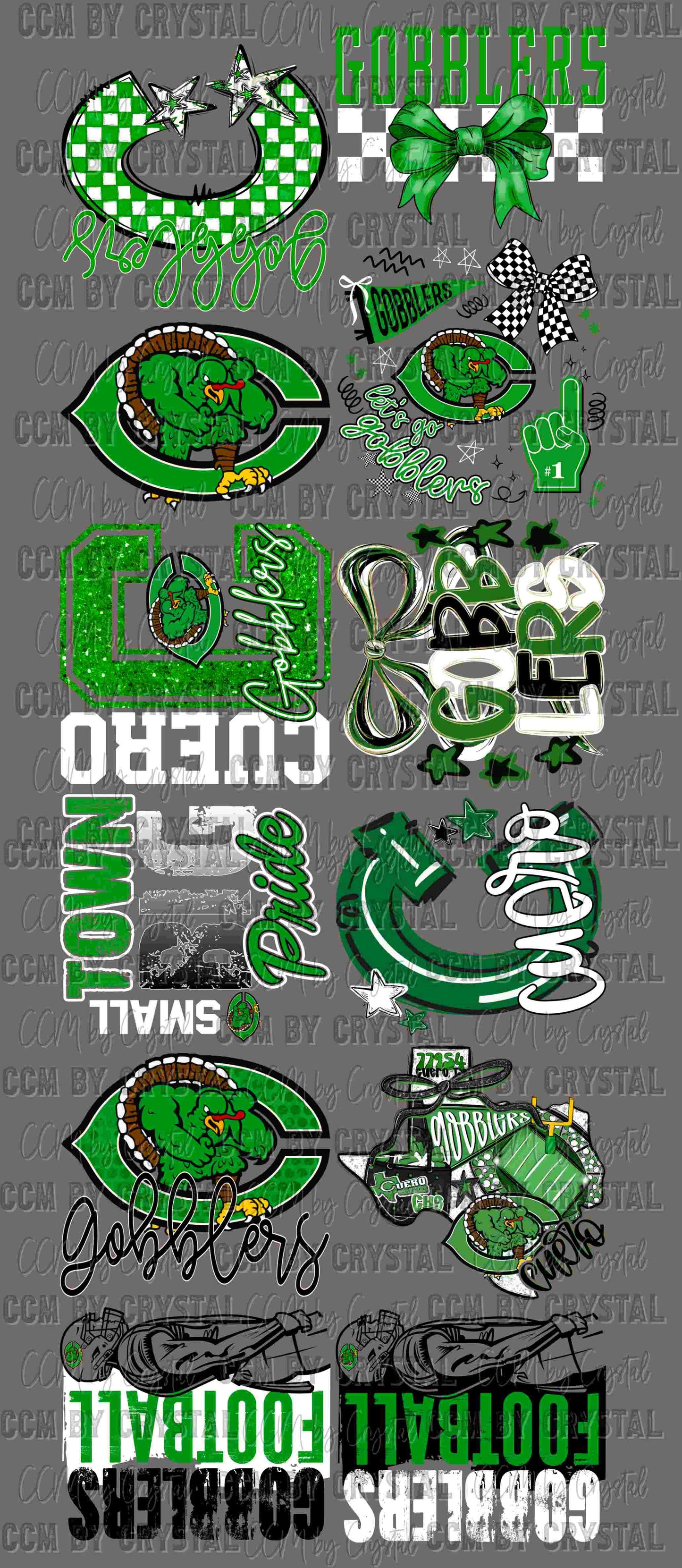 School Approved Adult 11in Cuero Gobblers GANG Sheet 60" DTF Gang Sheet